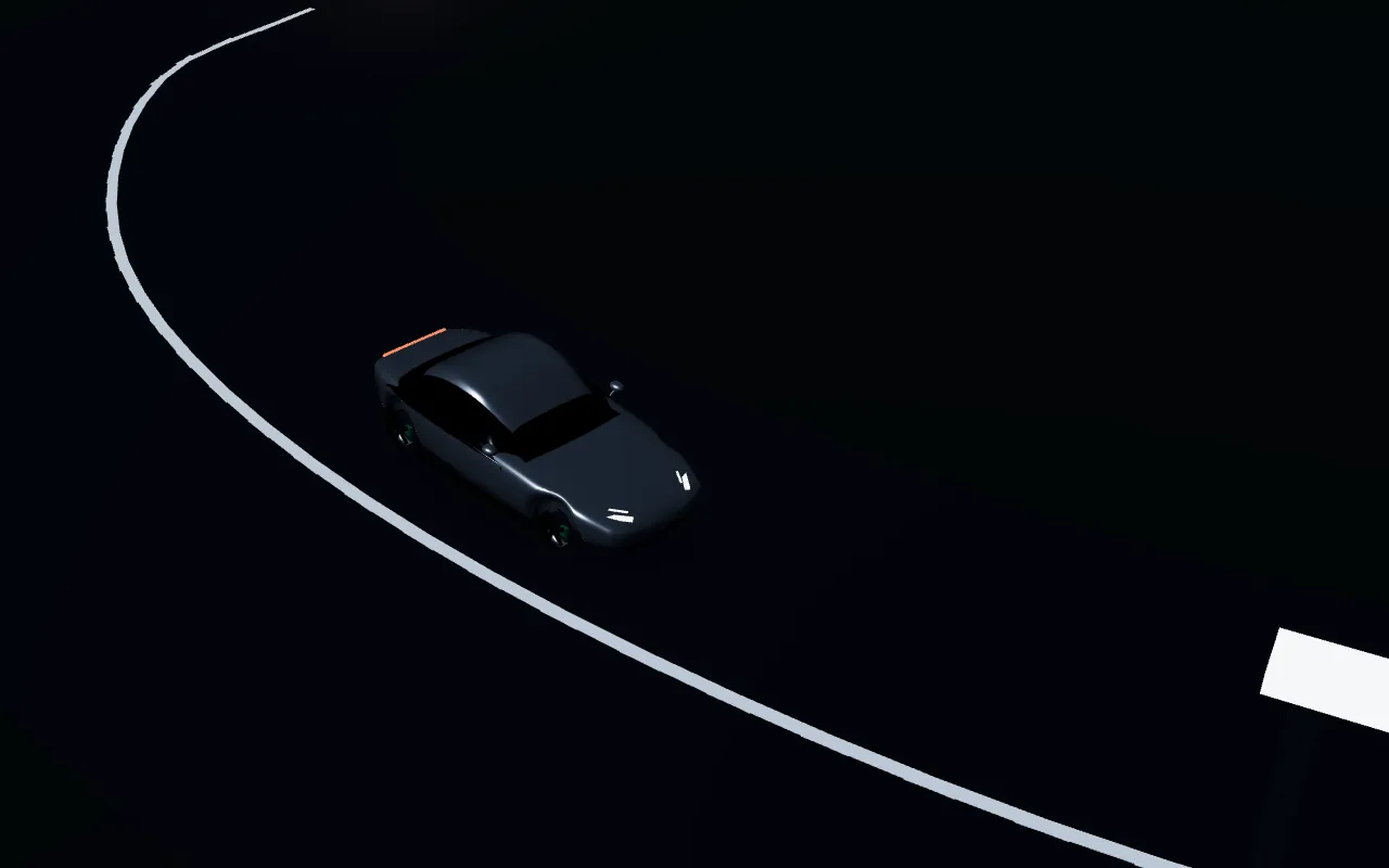 Stage 2, On the road to the garage: an illustration of the scene with the sample vehicle.