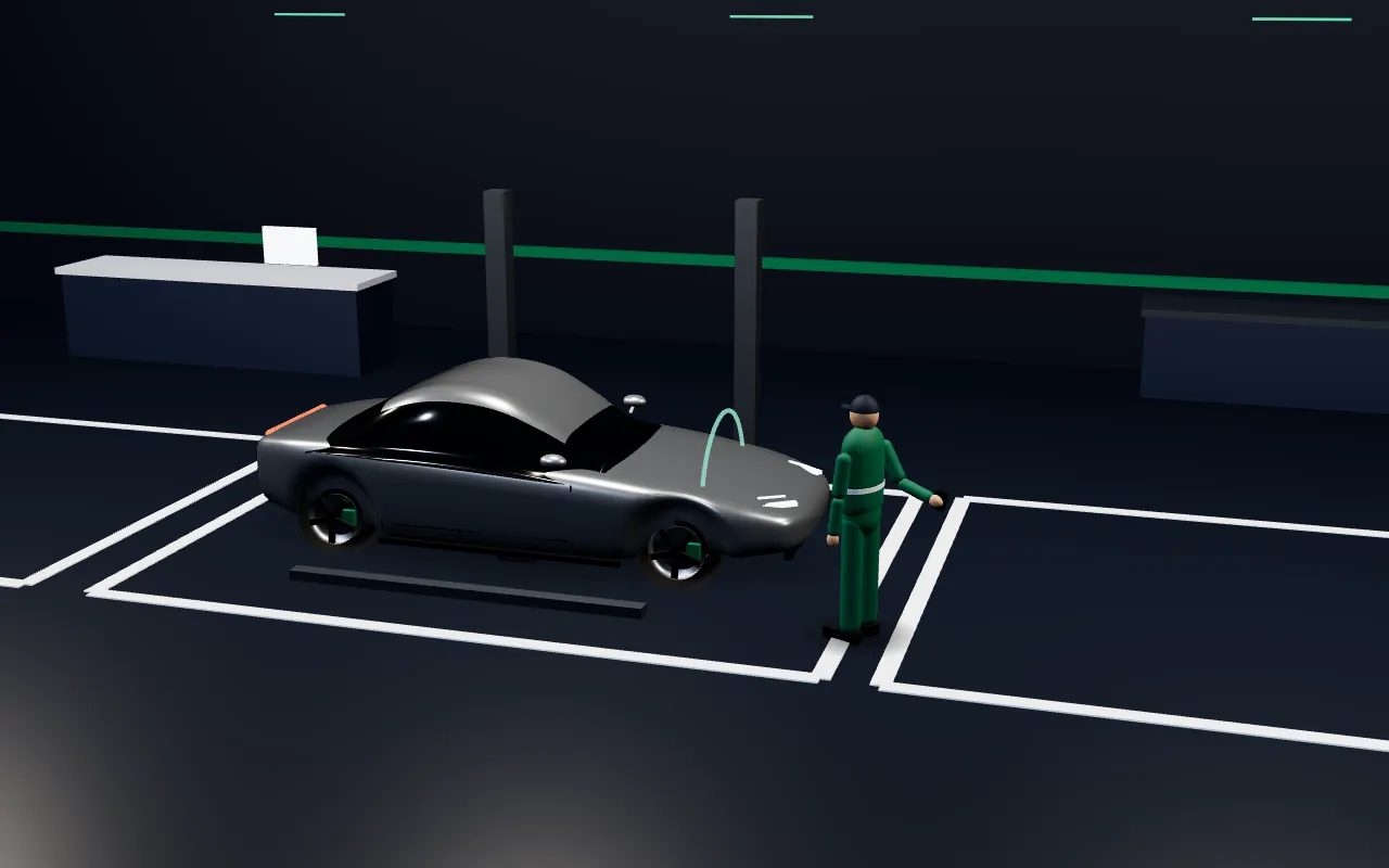 Stage 4, Inspection with evidence: an illustration of the scene with the sample vehicle.