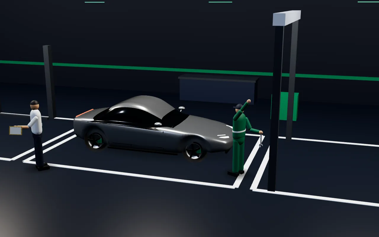 Stage 6, Repair: an illustration of the scene with the sample vehicle.