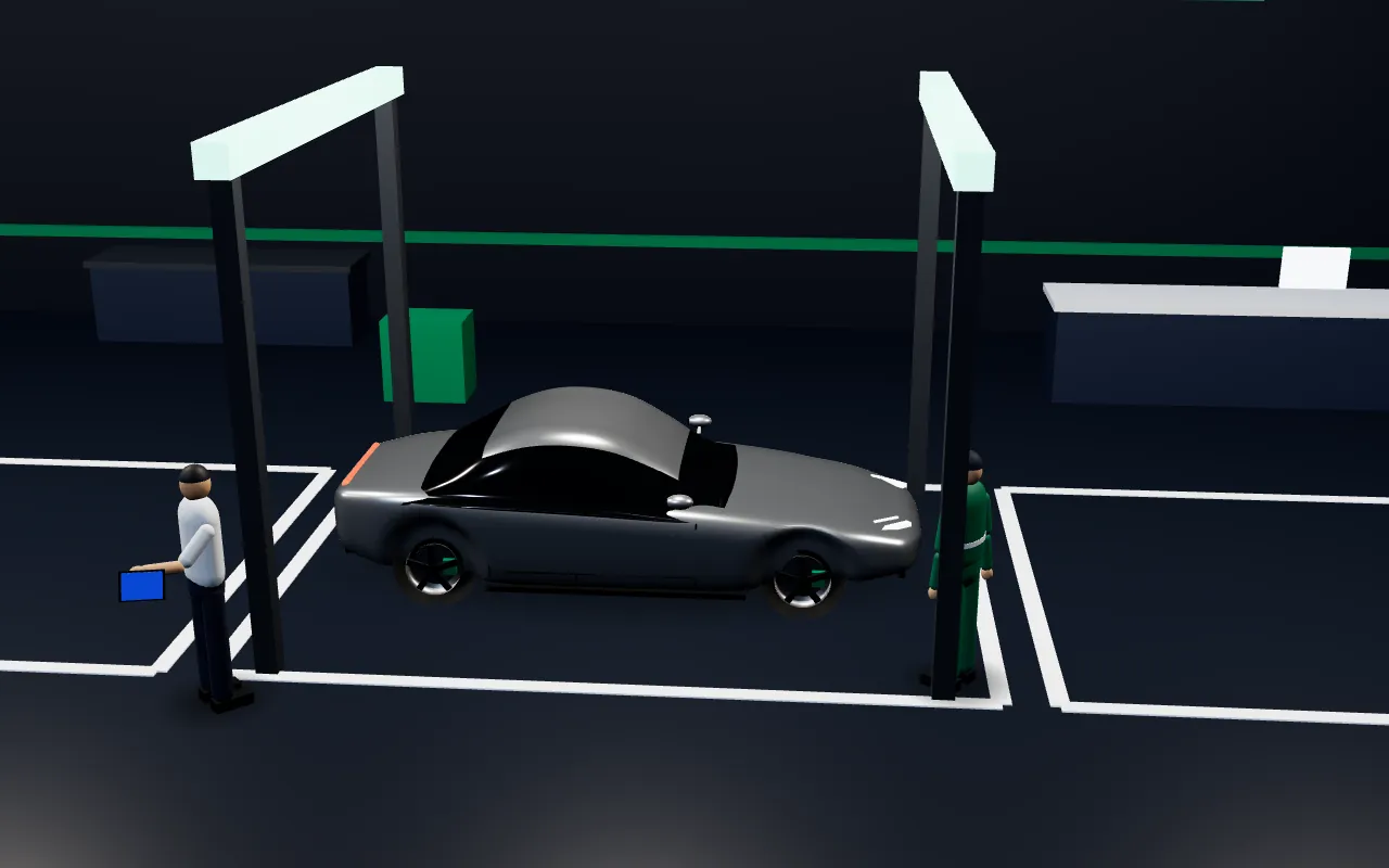 Stage 7, Quality check: an illustration of the scene with the sample vehicle.